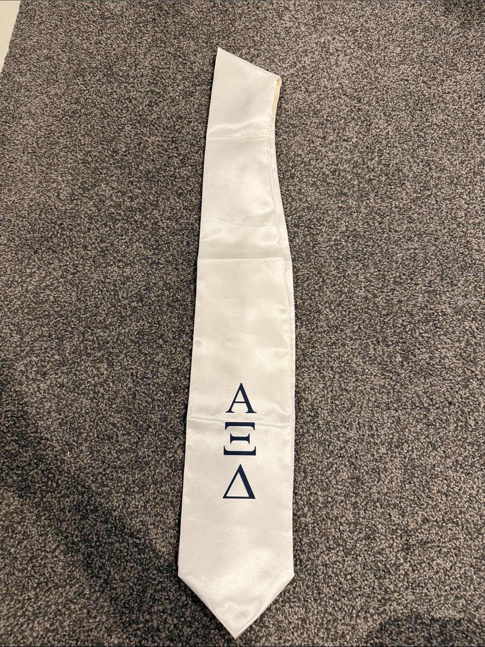 White Satin Greek Letter Sorority Stole - AΞΔ